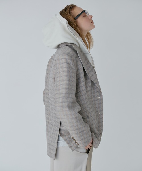 LE CIEL BLEU（ルシェルブルー）の「オーバーサイズプレイドジャケット / Oversized Plaid Jacket（テーラードジャケット・レディース・ベージュ/ブラウン・34/36）」の19枚目の写真