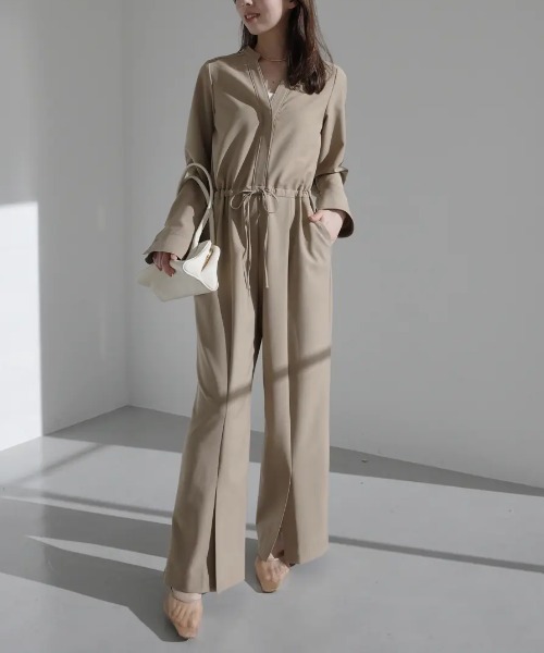 バンドカラーオールインワン（つなぎ/オールインワン）｜anuans（ア