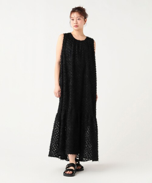 BEAMS HEART（ビームスハート）の「バック リボン ジャカード ワンピース（ワンピース・レディース・グリーン系その他/ホワイト系その他5/ブラック・FREE）」の4枚目の写真