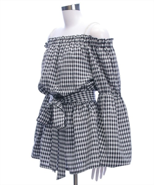 CLEAR BASIC（クリアベーシック）の「肩パール2way袖バルーンチュニック[着回し力抜群 ガーリー チェック柄]≪新作≫（チュニック・レディース・イエロー/ネイビー/ブラック系その他・F）」の13枚目の写真