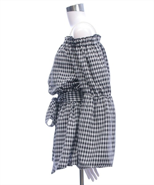 CLEAR BASIC（クリアベーシック）の「肩パール2way袖バルーンチュニック[着回し力抜群 ガーリー チェック柄]≪新作≫（チュニック・レディース・イエロー/ネイビー/ブラック系その他・F）」の14枚目の写真