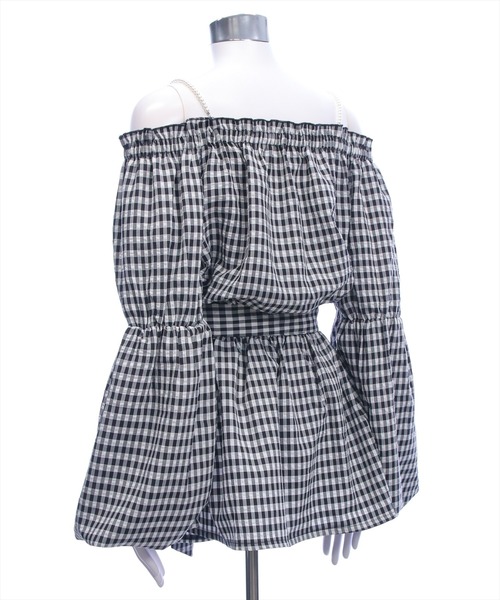 CLEAR BASIC（クリアベーシック）の「肩パール2way袖バルーンチュニック[着回し力抜群 ガーリー チェック柄]≪新作≫（チュニック・レディース・イエロー/ネイビー/ブラック系その他・F）」の15枚目の写真