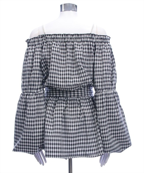 CLEAR BASIC（クリアベーシック）の「肩パール2way袖バルーンチュニック[着回し力抜群 ガーリー チェック柄]≪新作≫（チュニック・レディース・イエロー/ネイビー/ブラック系その他・F）」の16枚目の写真