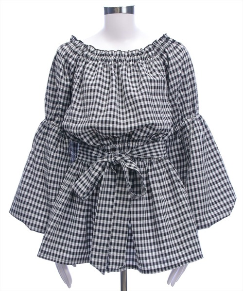 CLEAR BASIC（クリアベーシック）の「肩パール2way袖バルーンチュニック[着回し力抜群 ガーリー チェック柄]≪新作≫（チュニック・レディース・イエロー/ネイビー/ブラック系その他・F）」の19枚目の写真