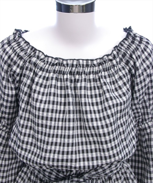 CLEAR BASIC（クリアベーシック）の「肩パール2way袖バルーンチュニック[着回し力抜群 ガーリー チェック柄]≪新作≫（チュニック・レディース・イエロー/ネイビー/ブラック系その他・F）」の20枚目の写真