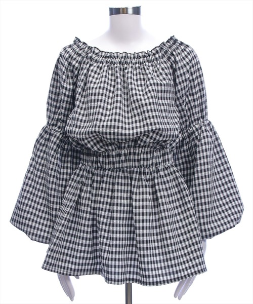 CLEAR BASIC（クリアベーシック）の「肩パール2way袖バルーンチュニック[着回し力抜群 ガーリー チェック柄]≪新作≫（チュニック・レディース・イエロー/ネイビー/ブラック系その他・F）」の21枚目の写真