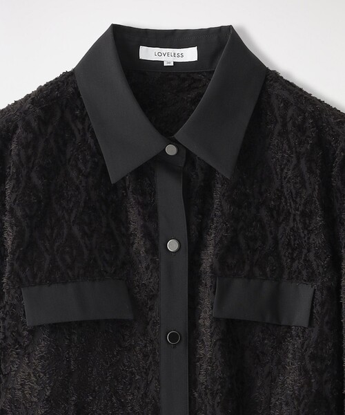 LOVELESS(ラブレス)の「【26SS WEB先行予約】カットジャカードシャツワンピース(シャツワンピース・レディース・ブラック・34/36)」の3枚目の写真