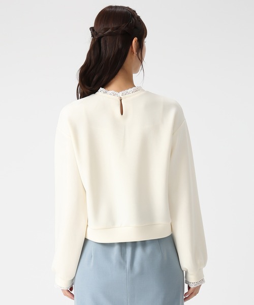 MISCH MASCH（ミッシュマッシュ）の「2026春夏新作 レーストリミングスウェットトップス（Tシャツ/カットソー・レディース・ホワイト/イエロー/ネイビー・ﾌﾘ-）」の16枚目の写真