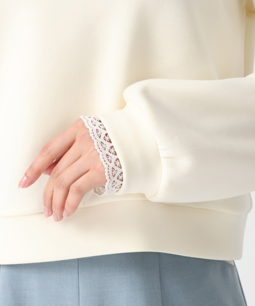 MISCH MASCH（ミッシュマッシュ）の「2026春夏新作 レーストリミングスウェットトップス（Tシャツ/カットソー・レディース・ホワイト/イエロー/ネイビー・ﾌﾘ-）」の11枚目の写真