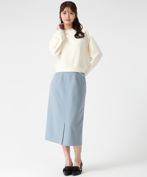 MISCH MASCH（ミッシュマッシュ）の「2026春夏新作 レーストリミングスウェットトップス（Tシャツ/カットソー・レディース・ホワイト/イエロー/ネイビー・ﾌﾘ-）」の5枚目の写真