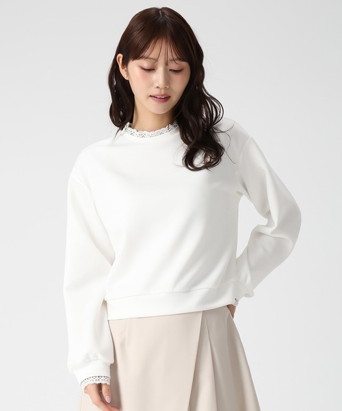 MISCH MASCH（ミッシュマッシュ）の「2026春夏新作 レーストリミングスウェットトップス（Tシャツ/カットソー・レディース・ホワイト/イエロー/ネイビー・ﾌﾘ-）」の7枚目の写真