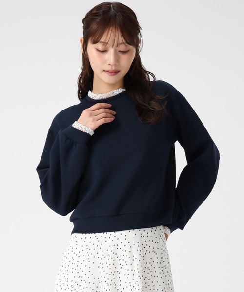 MISCH MASCH（ミッシュマッシュ）の「2026春夏新作 レーストリミングスウェットトップス（Tシャツ/カットソー・レディース・ホワイト/イエロー/ネイビー・ﾌﾘ-）」の8枚目の写真