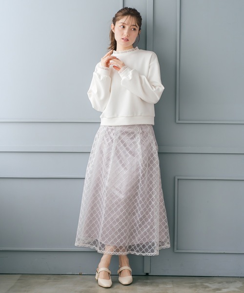 MISCH MASCH（ミッシュマッシュ）の「2026春夏新作 レーストリミングスウェットトップス（Tシャツ/カットソー・レディース・ホワイト/イエロー/ネイビー・ﾌﾘ-）」の17枚目の写真