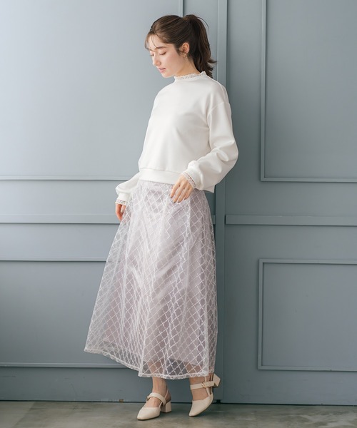 MISCH MASCH（ミッシュマッシュ）の「2026春夏新作 レーストリミングスウェットトップス（Tシャツ/カットソー・レディース・ホワイト/イエロー/ネイビー・ﾌﾘ-）」の18枚目の写真