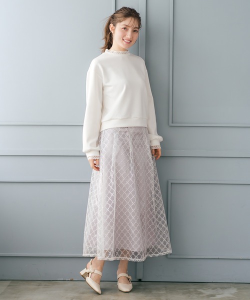 MISCH MASCH（ミッシュマッシュ）の「2026春夏新作 レーストリミングスウェットトップス（Tシャツ/カットソー・レディース・ホワイト/イエロー/ネイビー・ﾌﾘ-）」の19枚目の写真