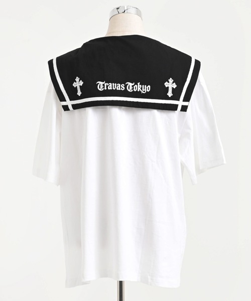 TRAVAS TOKYO(トラバス トウキョウ)の「『TRAVAS TOKYO/トラバス トーキョー』セーラーカラー猫プリントTシャツ(Tシャツ/カットソー・レディース・ホワイト/ブラック・FREE)」の20枚目の写真