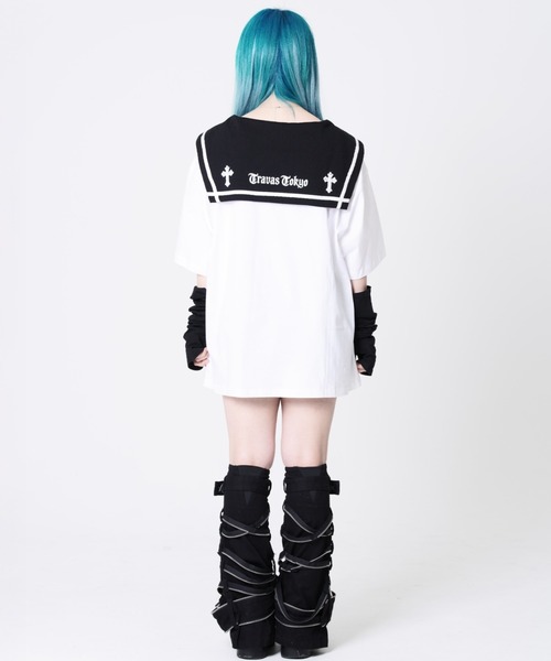 TRAVAS TOKYO(トラバス トウキョウ)の「『TRAVAS TOKYO/トラバス トーキョー』セーラーカラー猫プリントTシャツ(Tシャツ/カットソー・レディース・ホワイト/ブラック・FREE)」の12枚目の写真
