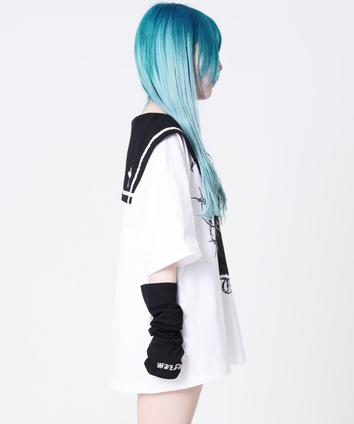 TRAVAS TOKYO(トラバス トウキョウ)の「『TRAVAS TOKYO/トラバス トーキョー』セーラーカラー猫プリントTシャツ(Tシャツ/カットソー・レディース・ホワイト/ブラック・FREE)」の10枚目の写真