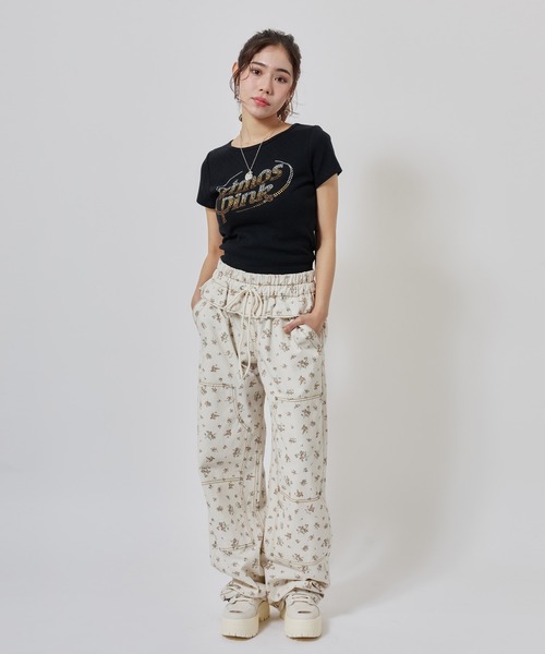 atmos pink(アトモスピンク)の「atmos pink Floral Double Knee Frill Pants / アトモス ピンク フローラル ダブル ニー フリル パンツ(その他パンツ・レディース・グレー/ホワイト・M/S)」の18枚目の写真