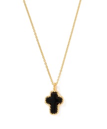 STONE CROSS SILVER NECKLACE 24KDP