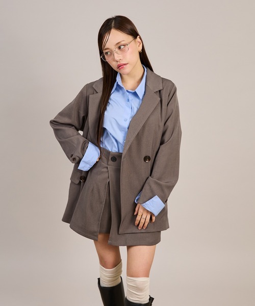 apres jour mignon(アプレジュールミニョン)の「【セットアップ着用可能】オーバーダブルジャケット(テーラードジャケット・レディース・グレー/ブラック/ブラウン系その他・フリー/X-LARGE)」の6枚目の写真