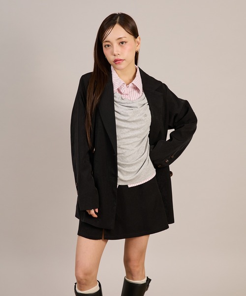 apres jour mignon(アプレジュールミニョン)の「【セットアップ着用可能】オーバーダブルジャケット(テーラードジャケット・レディース・グレー/ブラック/ブラウン系その他・フリー/X-LARGE)」の10枚目の写真