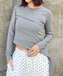 プレート付きアシメタックロングTシャツ