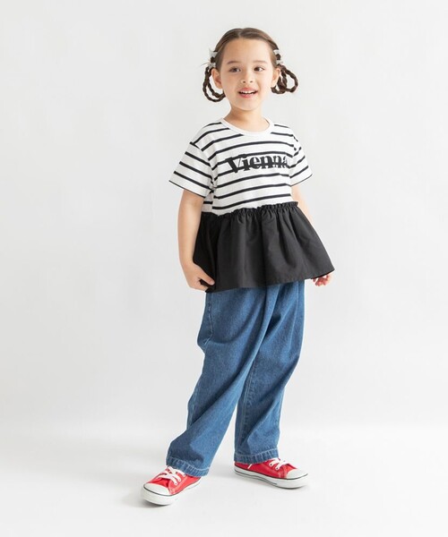 DRC branshes（ディーアールシーブランシェス）の「【DRC/WEB限定】異素材切替ロゴ半袖Tシャツ（Tシャツ/カットソー・キッズ・ラベンダー/その他1/その他2/ライトグリーン/ブラック/オフホワイト・110/120/130/100/150/140）」の10枚目の写真