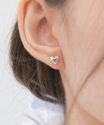 simple heart earrings 6mm (E018_silver)