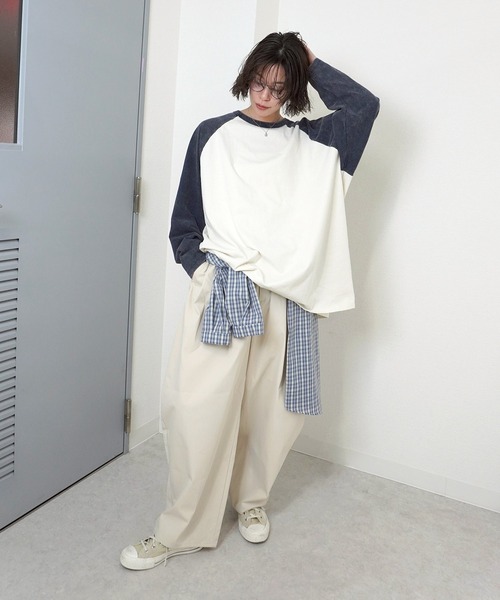 gossara(ゴサラ)の「【1枚持っておきたい】ラグランT(Tシャツ/カットソー・レディース・チャコール/ネイビー/グレイッシュベージュ・FREE)」の6枚目の写真