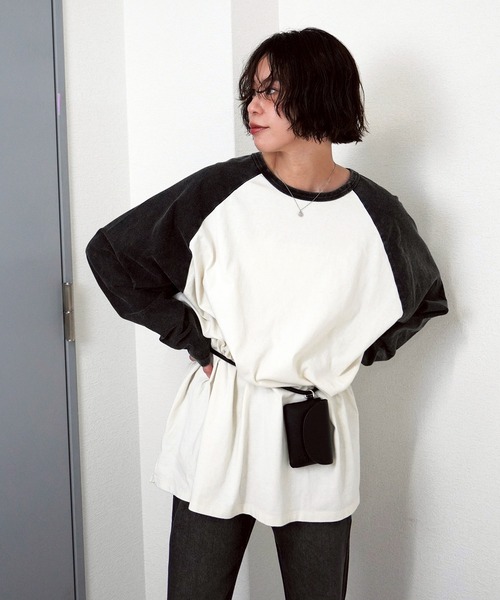 gossara(ゴサラ)の「【1枚持っておきたい】ラグランT(Tシャツ/カットソー・レディース・チャコール/ネイビー/グレイッシュベージュ・FREE)」の11枚目の写真