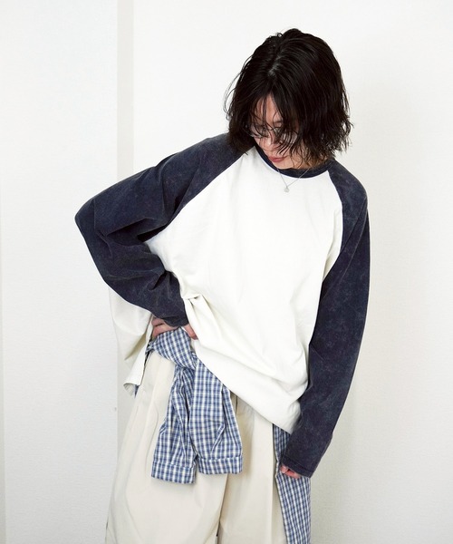 gossara(ゴサラ)の「【1枚持っておきたい】ラグランT(Tシャツ/カットソー・レディース・チャコール/ネイビー/グレイッシュベージュ・FREE)」の8枚目の写真
