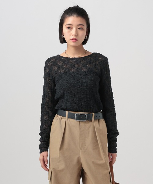 BAYFLOW（ベイフロー）の「カットレースロングスリーブT（Tシャツ/カットソー・レディース・ブラック/オフホワイト・FREE）」の2枚目の写真