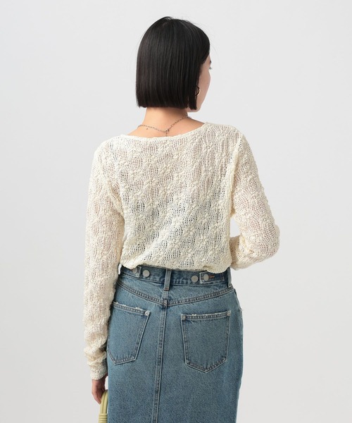 BAYFLOW（ベイフロー）の「カットレースロングスリーブT（Tシャツ/カットソー・レディース・ブラック/オフホワイト・FREE）」の4枚目の写真