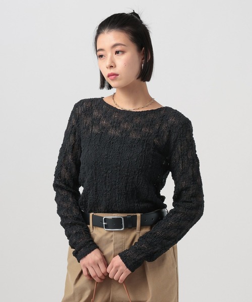 BAYFLOW（ベイフロー）の「カットレースロングスリーブT（Tシャツ/カットソー・レディース・ブラック/オフホワイト・FREE）」の8枚目の写真