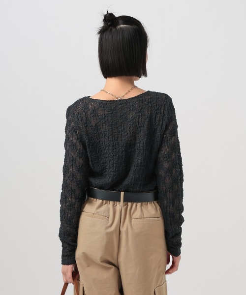 BAYFLOW（ベイフロー）の「カットレースロングスリーブT（Tシャツ/カットソー・レディース・ブラック/オフホワイト・FREE）」の9枚目の写真