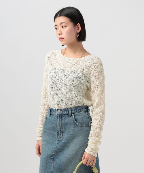 BAYFLOW（ベイフロー）の「カットレースロングスリーブT（Tシャツ/カットソー・レディース・ブラック/オフホワイト・FREE）」の3枚目の写真
