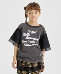 ロゴプリント 袖メッシュ半袖Tシャツ