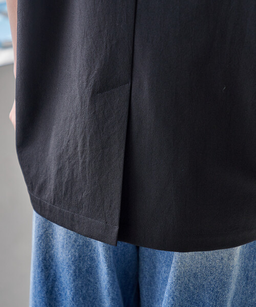 FREAK'S STORE(フリークスストア)の「接触冷感/UVカット LINEN TOUCH ダブルブレスト半袖ジャケット/リネンタッチ ジャケット(テーラードジャケット・レディース・ネイビー/グレー/ブラック・フリ-)」の8枚目の写真