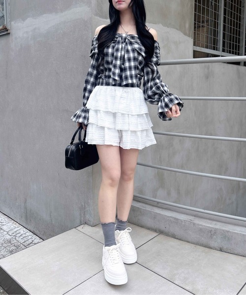 INGNI（イング）の「レースフリルショートパンツ（その他パンツ・レディース・ブラック/オフホワイト・FREE）」の8枚目の写真