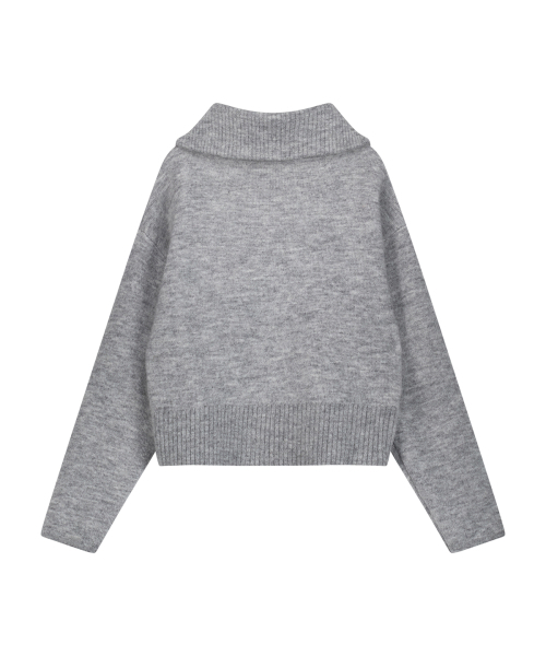 OEUVA（ウーヴァ）の「グレー モヘア クロップ ジップアップ ニット（ニット/セーター・レディース・その他・OS）」の2枚目の写真