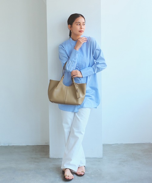 TREASURE TOPKAPI(トレジャートプカピ)の「【TREASURE TOPKAPI】ソフトレザー センターステッチ 2way トートバッグ(トートバッグ・レディース・ブラック/オフホワイト/グレイッシュベージュ・FREE)」の9枚目の写真