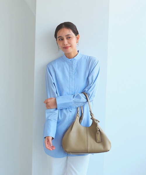 TREASURE TOPKAPI(トレジャートプカピ)の「【TREASURE TOPKAPI】ソフトレザー センターステッチ 2way トートバッグ(トートバッグ・レディース・ブラック/オフホワイト/グレイッシュベージュ・FREE)」の8枚目の写真
