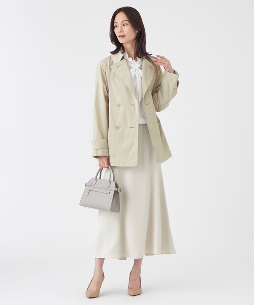 TRANS WORK(トランスワーク)の「【はっ水・ウォッシャブル】SOLOTEXタフタコート(トレンチコート・レディース・ベージュ/ネイビー・38/40)」の4枚目の写真
