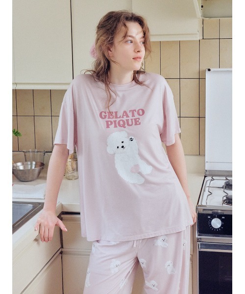 ドッグワンポイントTシャツ（ルームウェア/パジャマ）｜gelato pique