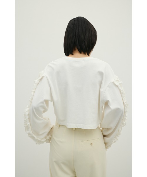 STYLEMIXER（スタイルミキサー）の「フリルスリーブカットトップ（Tシャツ/カットソー・レディース・ブラック/ホワイト・FREE）」の9枚目の写真