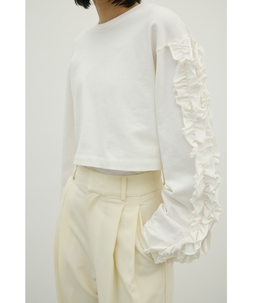 STYLEMIXER（スタイルミキサー）の「フリルスリーブカットトップ（Tシャツ/カットソー・レディース・ブラック/ホワイト・FREE）」の12枚目の写真