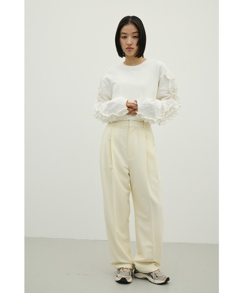 STYLEMIXER（スタイルミキサー）の「フリルスリーブカットトップ（Tシャツ/カットソー・レディース・ブラック/ホワイト・FREE）」の4枚目の写真