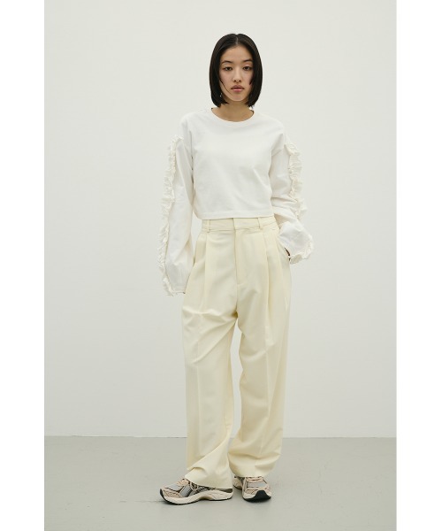 STYLEMIXER（スタイルミキサー）の「フリルスリーブカットトップ（Tシャツ/カットソー・レディース・ブラック/ホワイト・FREE）」の5枚目の写真