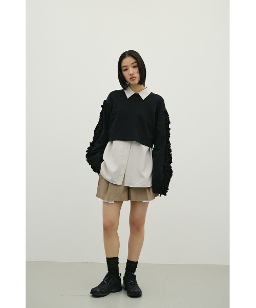 STYLEMIXER（スタイルミキサー）の「フリルスリーブカットトップ（Tシャツ/カットソー・レディース・ブラック/ホワイト・FREE）」の17枚目の写真